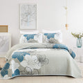 Djy 3 Pieces Quilt Set Queen Floral Pattern Coverlet Elegant Boho Bedspread With 2 Pillow Shams Lightweight Microfiber Bedding A