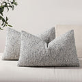 Dezene Striped Throw Pillow Covers 12X20 Set Of 2 Blue Textured Boucle Chic Morden Boho Accent Farmhouse Rectangular Lumbar Deco