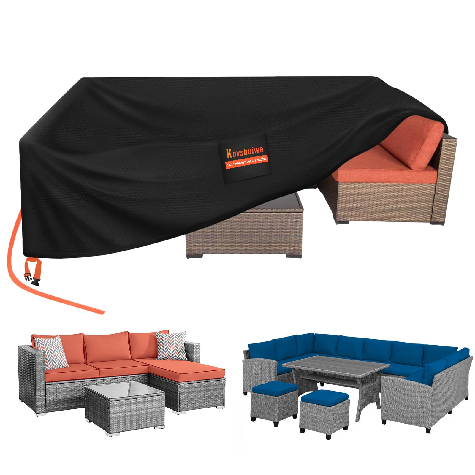 Kovshuiwe 75' Lx43 Wx28 H Patio Furniture Covers, Outdoor Furniture Covers Waterproof, Tear-Resistant Patio Table And Chair Set