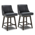 Chita Counter Height Swivel Barstools, Fsc Certified 26' H Seat Height Upholstered Bar Stools Set Of 2, Faux Leather In Black