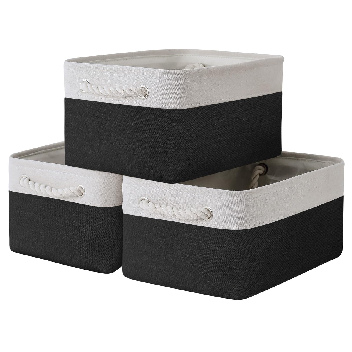 TheWarmHome Storage Basket for Organizing - 3 Pack 13.8x9.8x6.7 inch Medium Collapsible Storage Bin for Shelves with Handles Org
