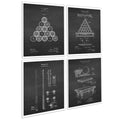 Billiards Pool Room Decor Set of 4 Unframed Art Prints of Billiards Patent Diagrams