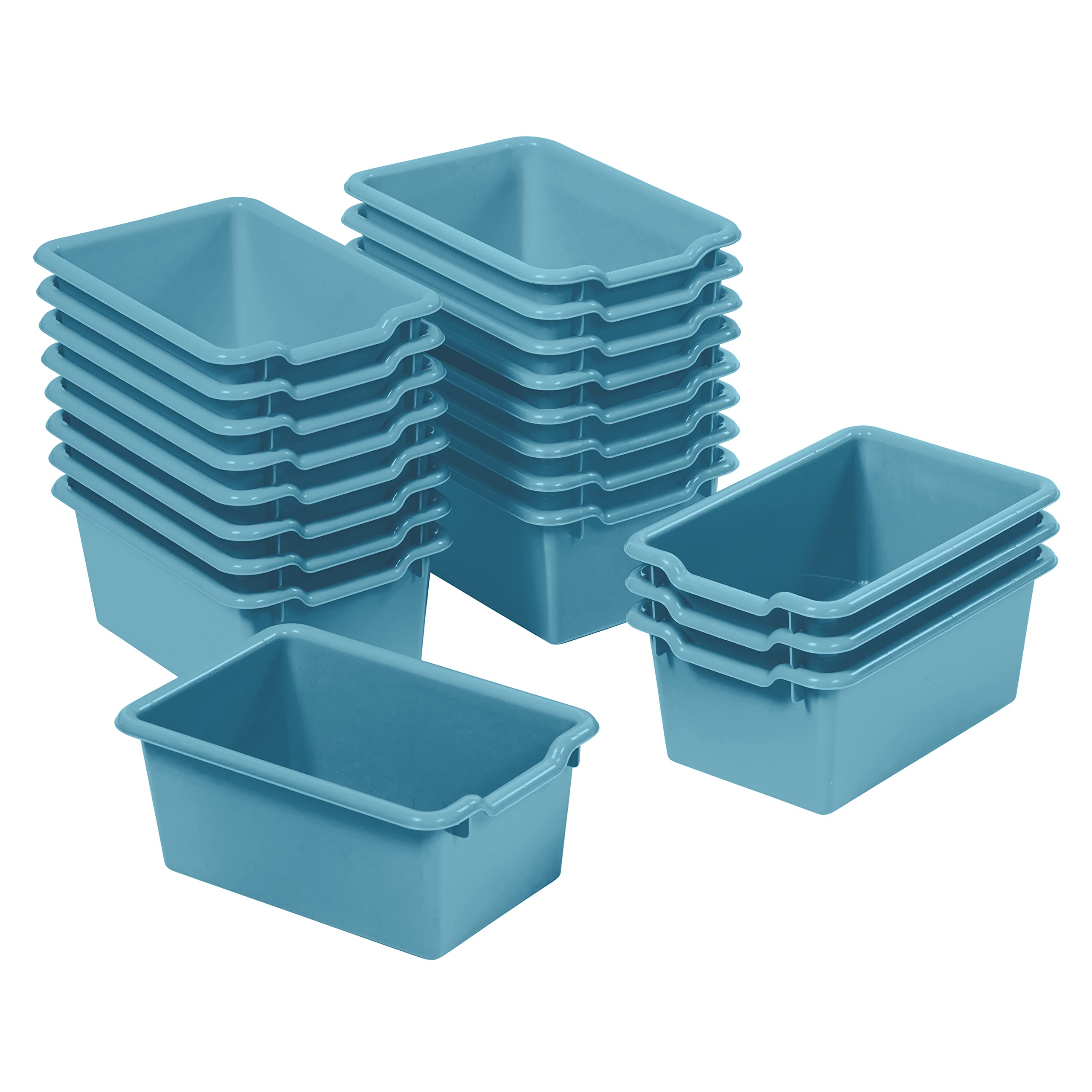 ECR4Kids Scoop Front Storage Bin, Multipurpose Organization, Turquoise, 20-Piece