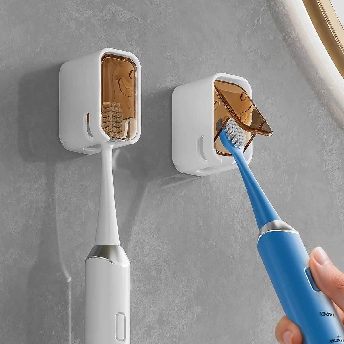 HASTHIP 2pcs Silicone Toothbrush Holder for Bathroom Wall, SelfAdhesive