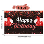 Trgowaul Happy Birthday Banner Backdrop - Red Black Birthday Party Decorations, Birthday Party Supplies Kids Men Women, Bday Gif