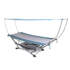 Macsports Collapsible Portable Folding Hammock With Removable Canopy - Includes Pillow And Mesh Storage Net, Freestanding, Heavy Duty, Outdoor Hammock (Teal)