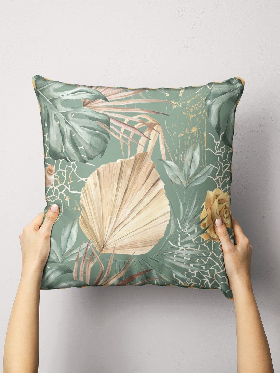 Bianca Designer Reversible Printed Silk Linen Cushion Covers 1Pc 16 X16 Size (Suzane) | With Contrast Front & Back Digital Prin