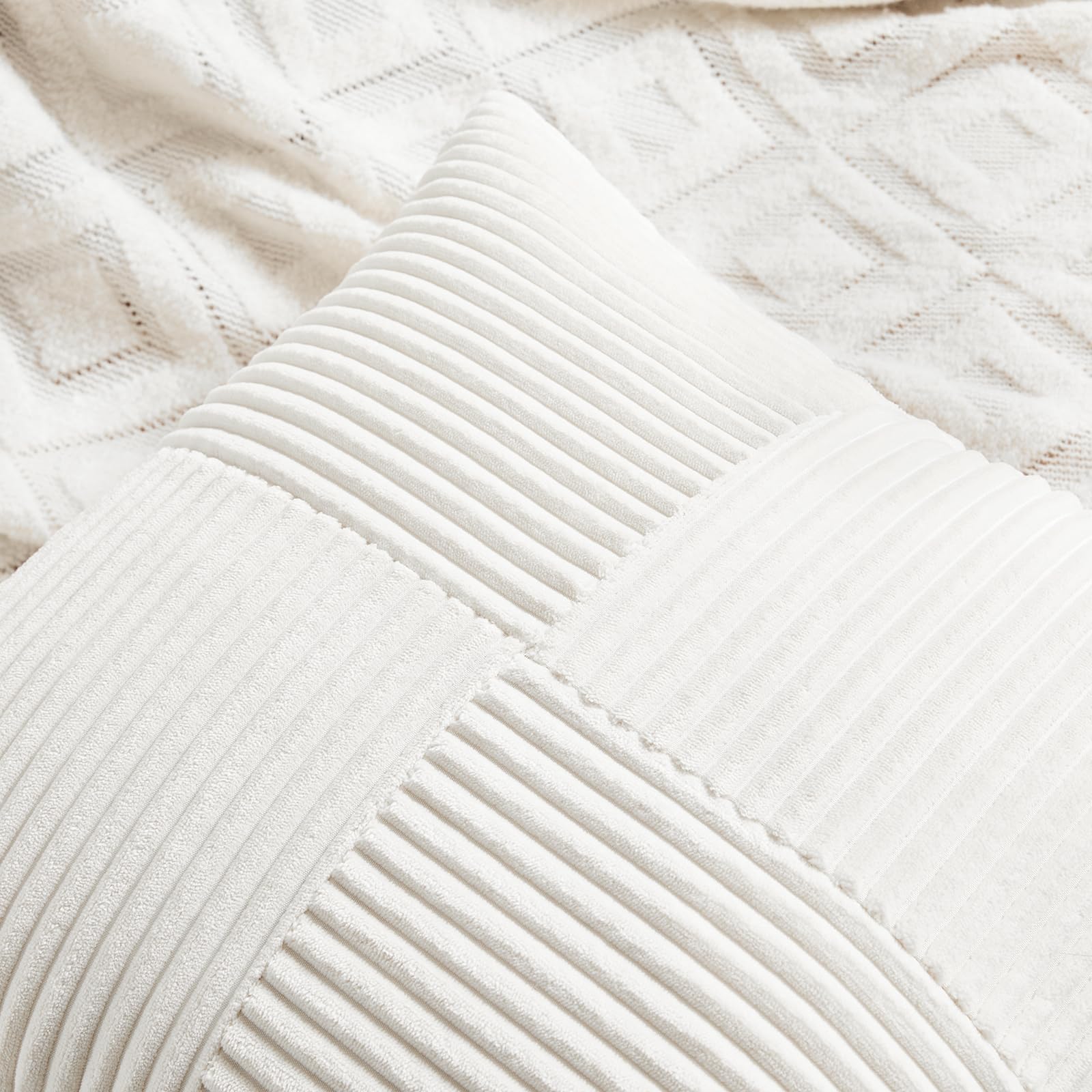 Fancy Homi Cream White Lumbar Decorative Throw Pillow Covers 12X20 Inch For Living Room Couch Bed Sofa, Rustic Farmhouse Boho Ho