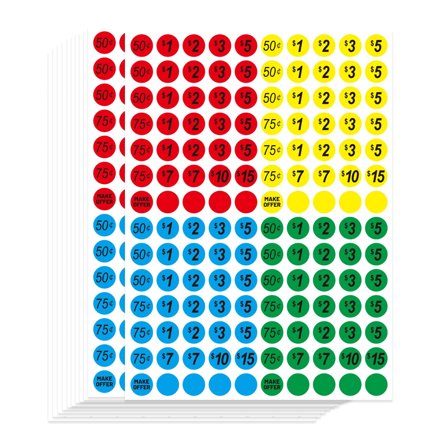 Starboling 2800 Pcs Yard Sale Price Stickers,3/4' Diameter Garage Sale Pre-Priced Pricing Labels Flea Market Pre-Printed Pricin