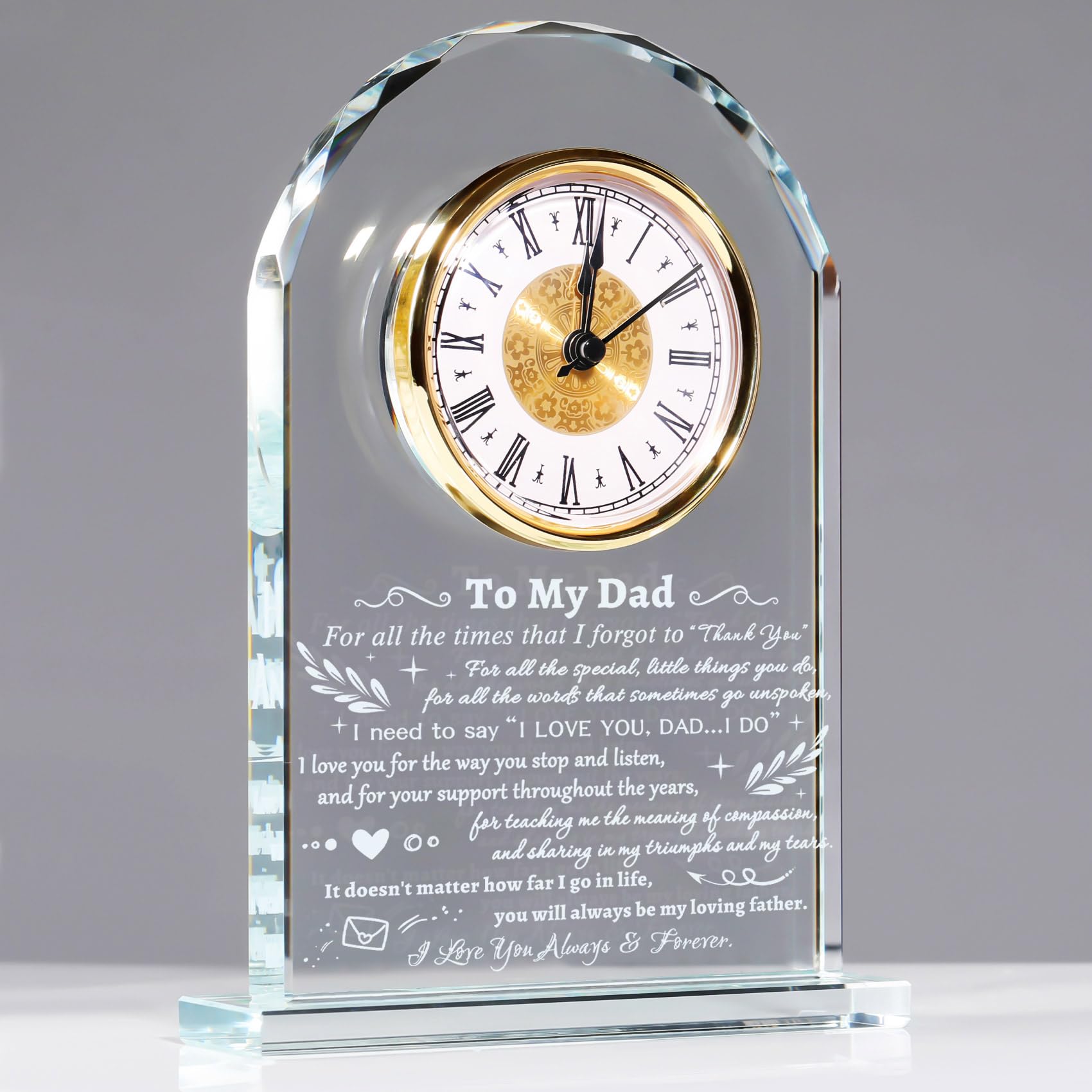 YWHL to My Dad Gifts from Daughter Son, Meaningful Birthday Gifts for Dad Who Wants Nothing, Fathers Day Clock Gifts with Base,