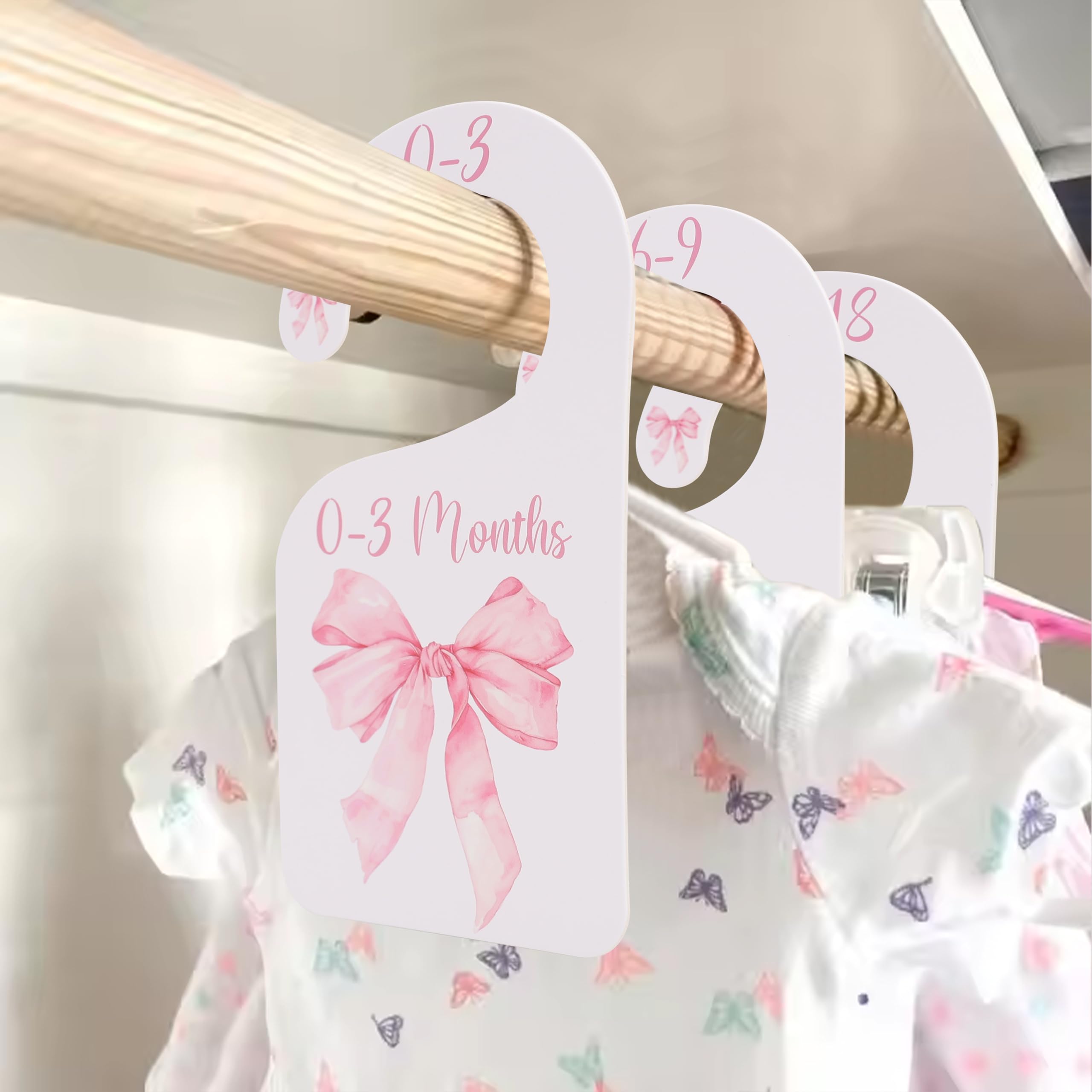 Bow Nursery Closet Dividers - Bow Baby Shower,Girl Closet Dividers,Baby Girl Closet Organizer with Bow,Newborn to 24 Months for 