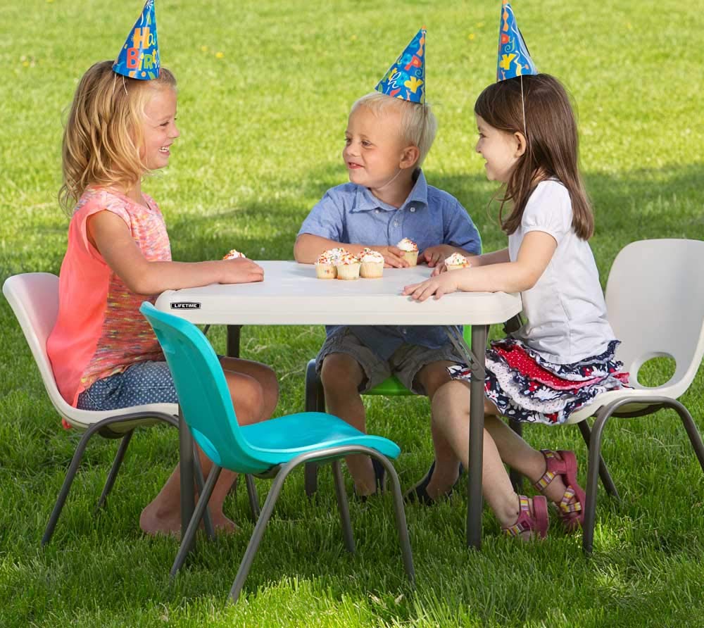LIFETIME 80472 Kids Stacking Chair High Density Polyethylene Glacier Blue
