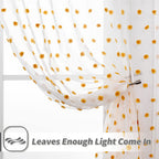 MYSKY HOME Sheer Curtains Pom Pom Burnt Orange Polyester 52" x 63" Set of 2