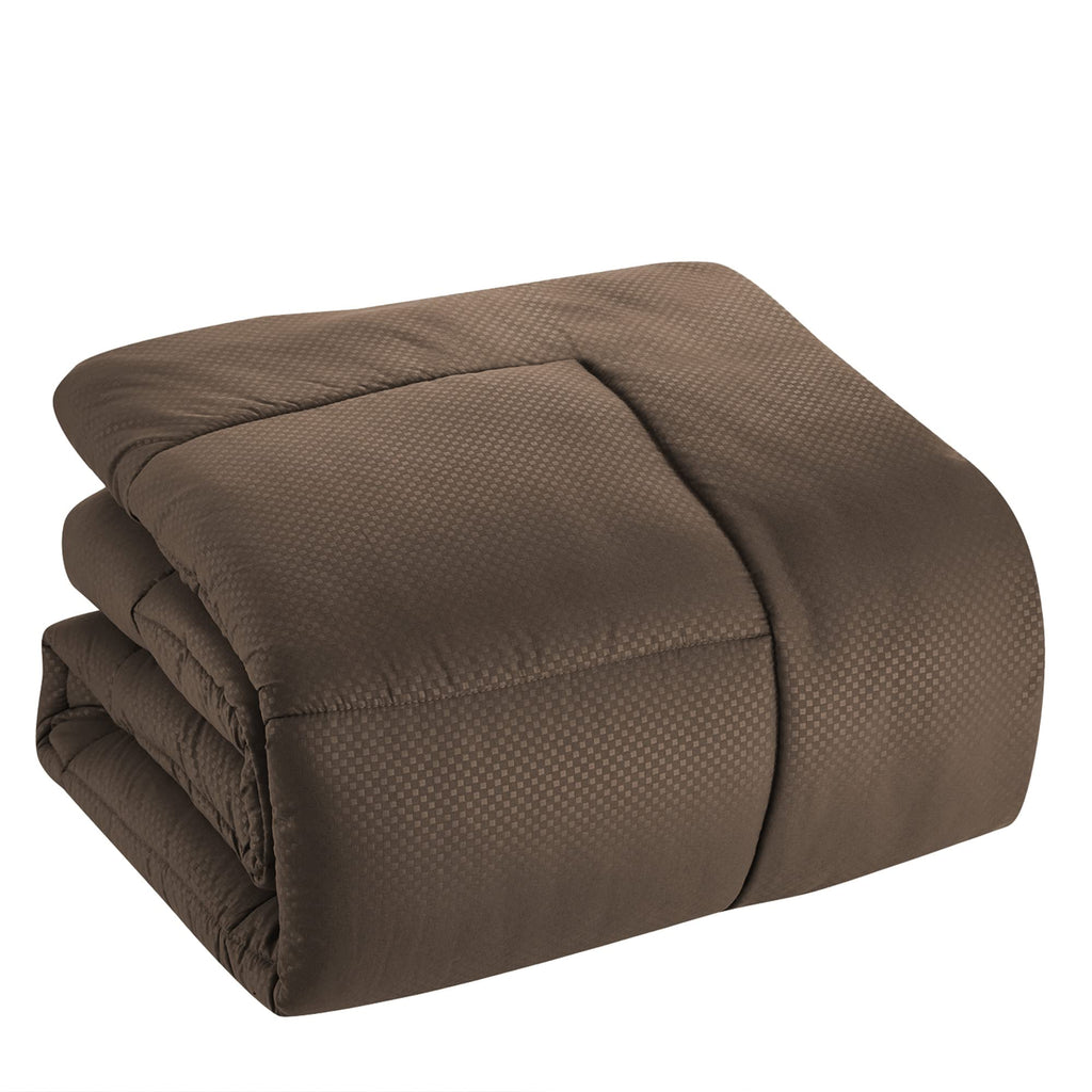 King Size Comforter Set 8 Piece Bed In A Bag With Bed Skirt, Fitted Sheet, Flat Sheet, 2 Pillowcases, 2 Pillow Shams, King, Checkered Chocolate