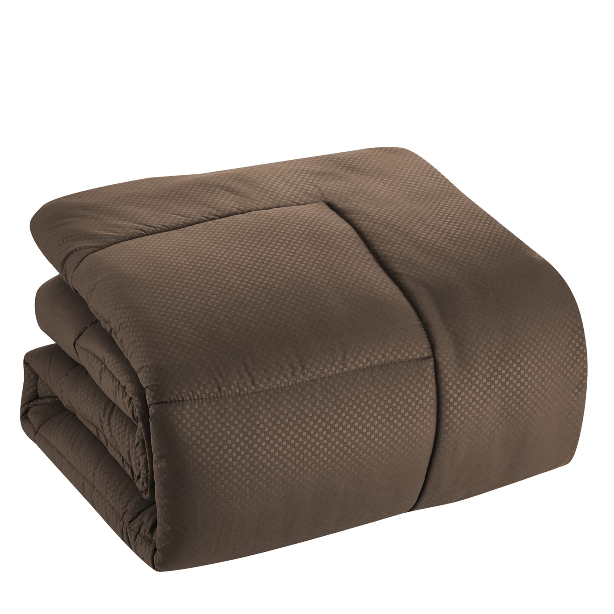 King Size Comforter Set 8 Piece Bed In A Bag With Bed Skirt, Fitted Sheet, Flat Sheet, 2 Pillowcases, 2 Pillow Shams, King, Checkered Chocolate