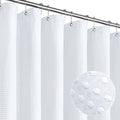 Mitovilla White Modern Waffle Shower Curtain, Heavyweight Fabric Shower Curtains For Hotel Neutral Bathroom Decor, Luxury Waffle