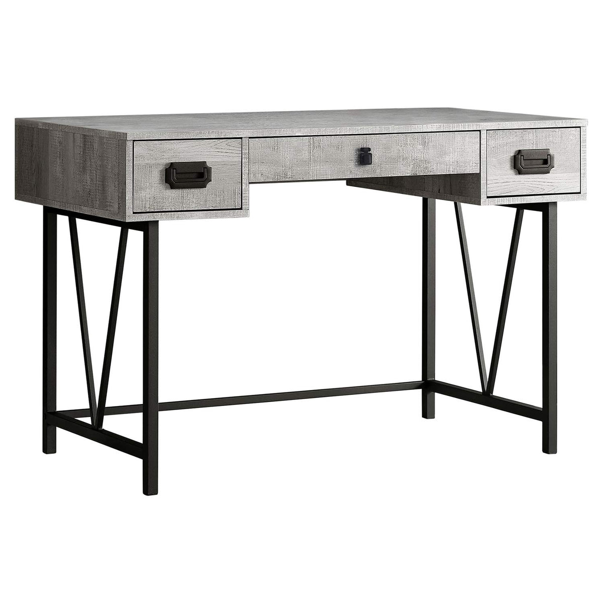 Monarch Specialties Computer Desk Home Office Laptop Storage Drawers 48 Inch  L Work Metal Grey