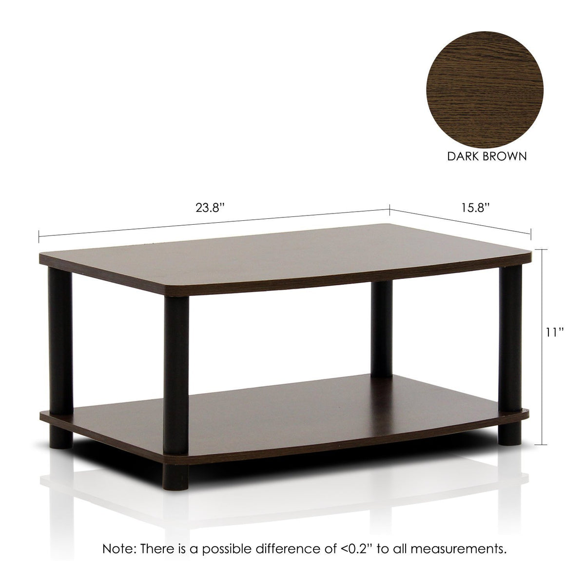 Furinno Turn-N-Tube No Tools Elevated TV Stands Dark Brown/Black/2-Tier
