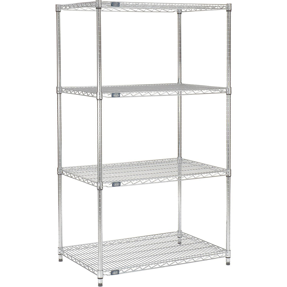 Nexel 18 x 30 x 63, 4 Tier Adjustable Wire Shelving Unit, NSF Listed Commercial Storage Rack, Chrome Finish, leveling feet