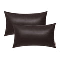 BRAWARM Brown Leather Throw Pillows 12 X 20 Inches, Snake Leather Pillow Covers Pack of 2, Faux Leather Decorative Lumbar Pillow