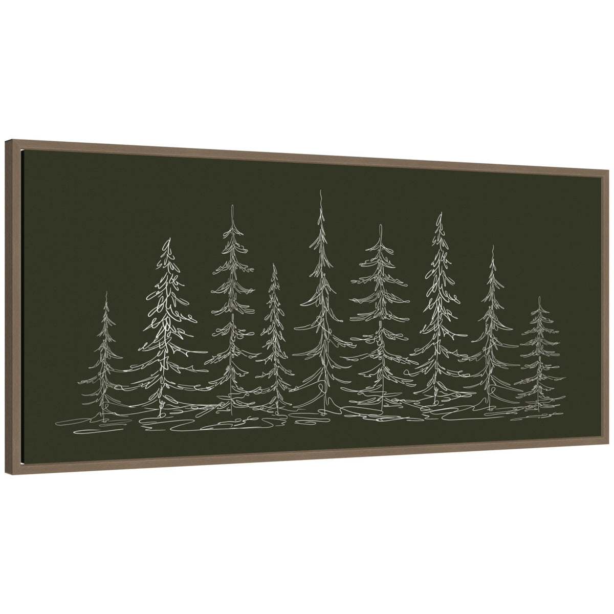 Sylvie Framed Canvas Minimalist Evergreen Trees Sketch by The Creative Bunch Studio