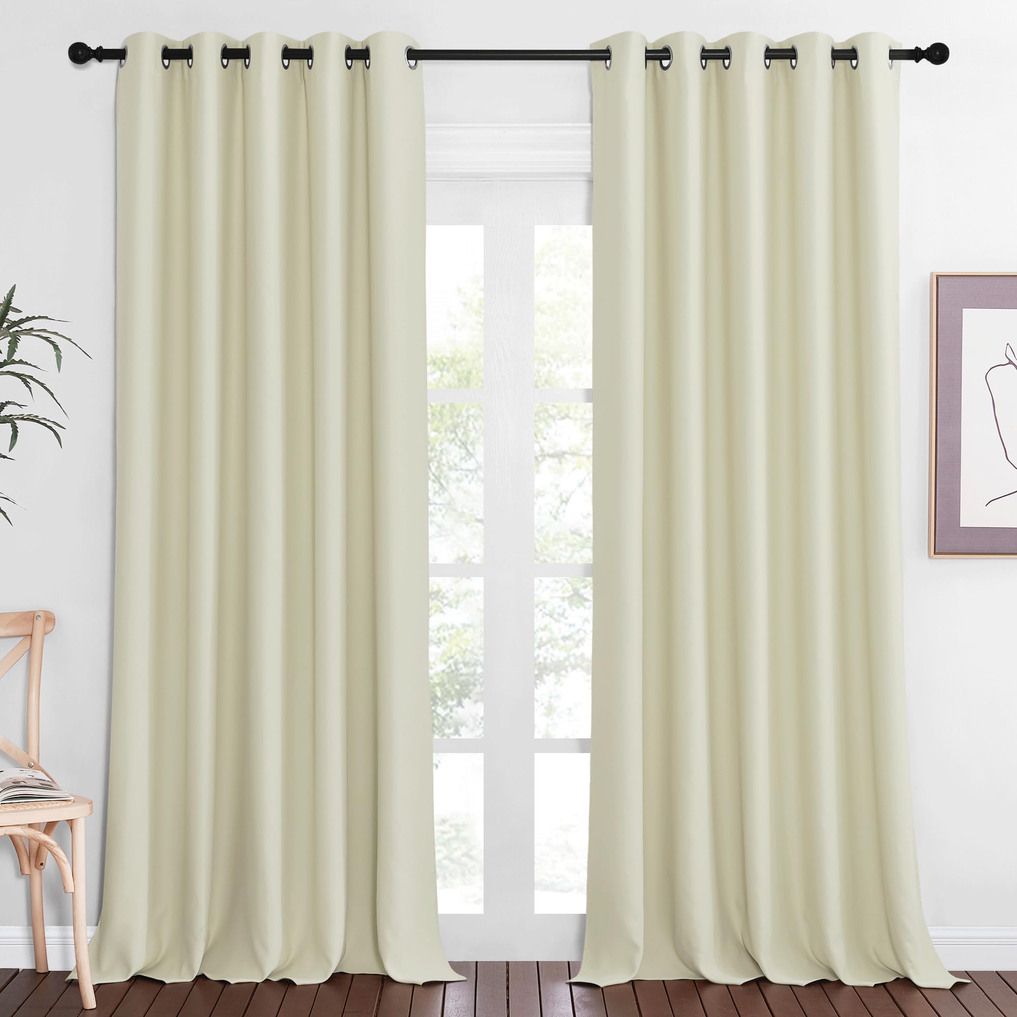 NICETOWN Blackout Living Room Curtain 102 inch Length - Grommet Thermal Insulated Cold & Heat Blocking Window Treatment Sound Re