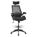 BOLISS 400lbs High Back Computer Office Drafting Chair Flip up Armrests Lumbar Support Adjustable Big Footrest Ring(Black)