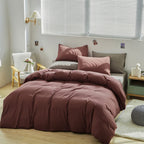 Clothknow Brick Red Comforter Full Size 3Pcs Rust Red Bedding Comforter Sets Blackish Comforter Women Men Comforter Soft Brownish Comforter Full And 2 X Pillowcases