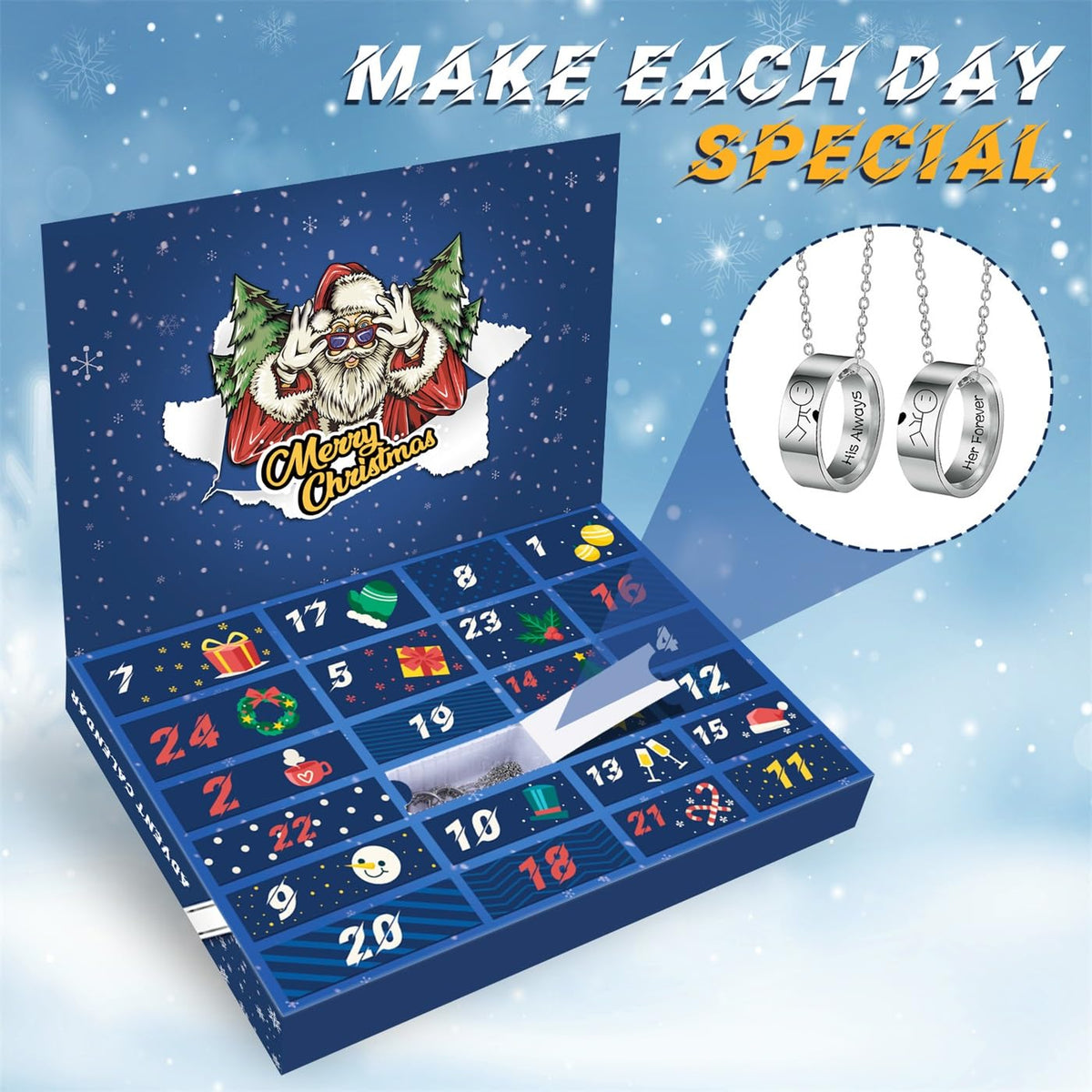Movinpe Gadget Advent Calendar For Men Teenage Boys, 2024 Christmas Gadgets Tools Funny Socks, Bottle Opener, Sleep Mask, Neckla