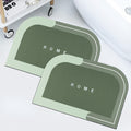 Story@Home Bathroom Mat Set Of 2, AntiSkid Nappa Leather Bathroom Mats Water Soak, 60X40 Cm, Envy Green Solid Design, Kitchen A