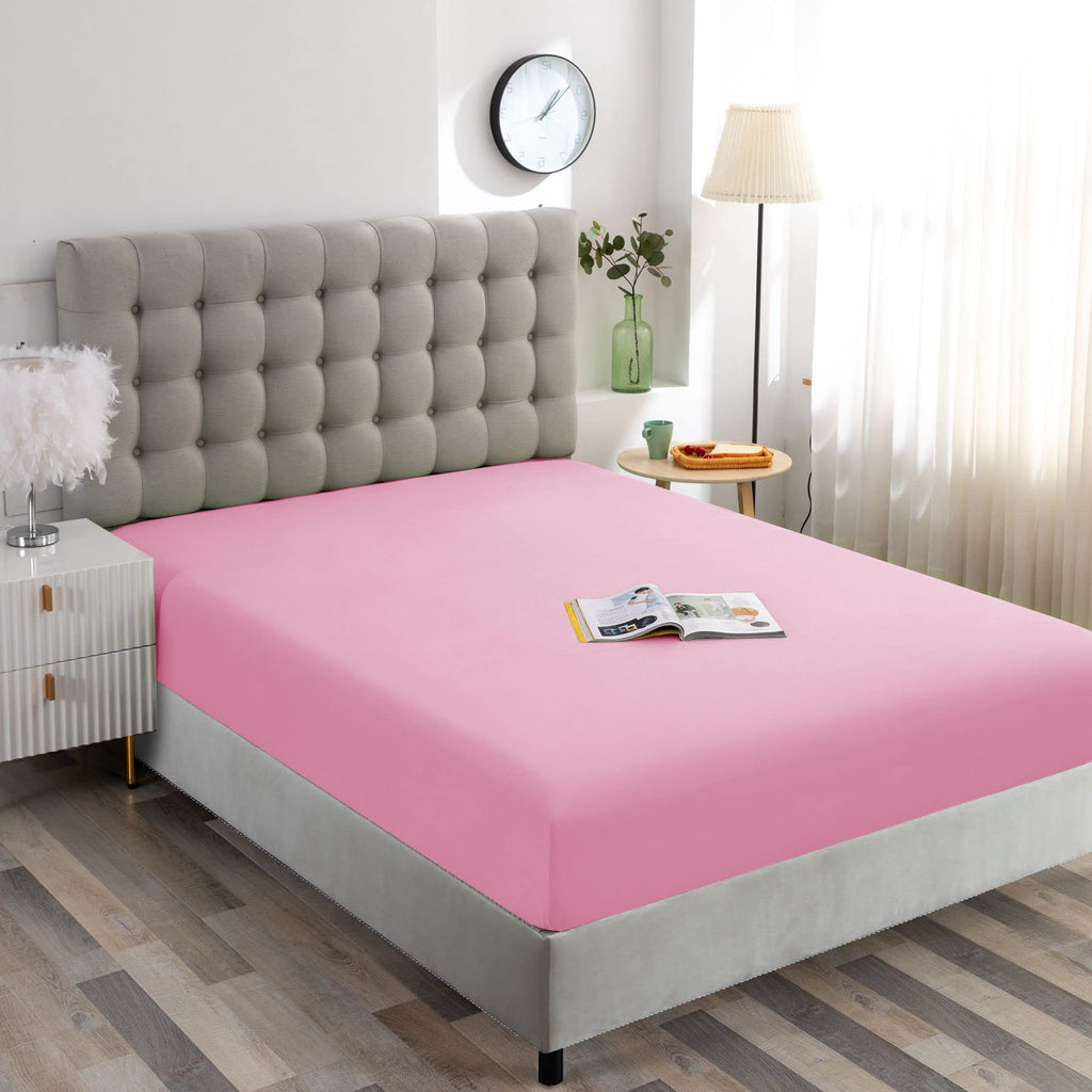 Ghooss Fitted Sheet Pink-Full Size Fitted Sheet Only-Fitted Deep Pocket Sheet-Soft Wrinkle Free Sheet-1 Pack(Pink,Full)