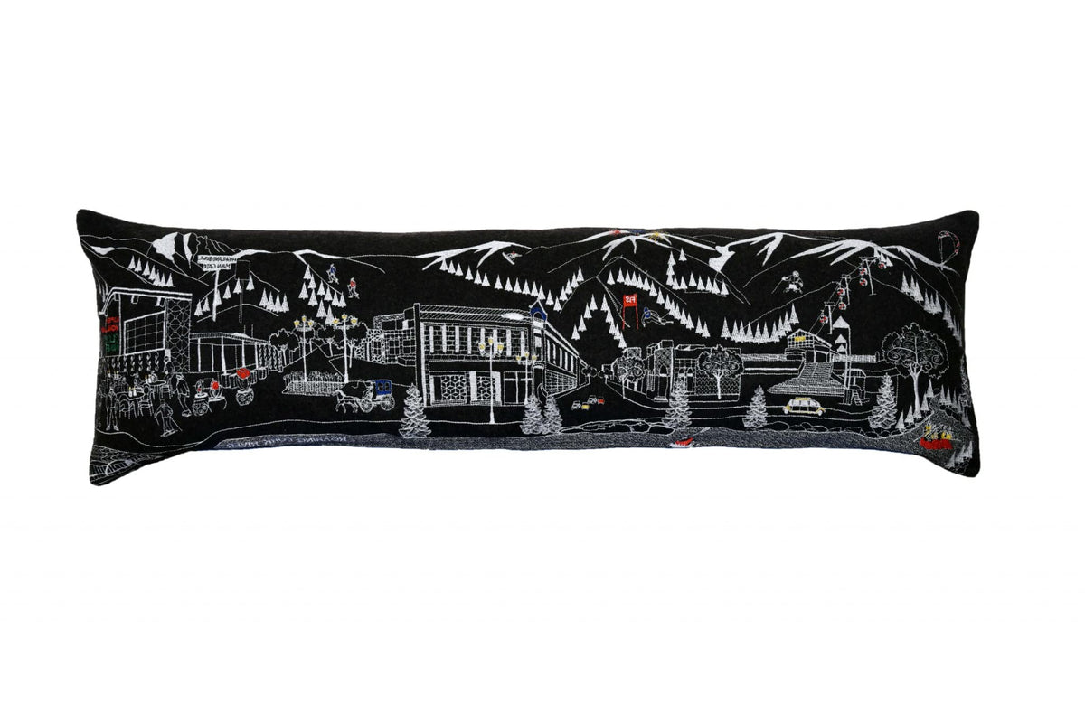 HomeRoots Grey 45' Black Aspen Nighttime Skyline Lumbar Decorative Pillow