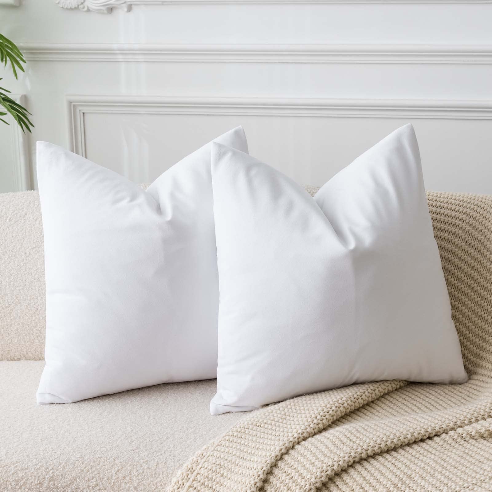 Juspurbet White Velvet Throw Pillow Covers 14X14 Inch Set Of 2 For Living Room Couch Sofa Bedroom Decorative Square Solid Soft C
