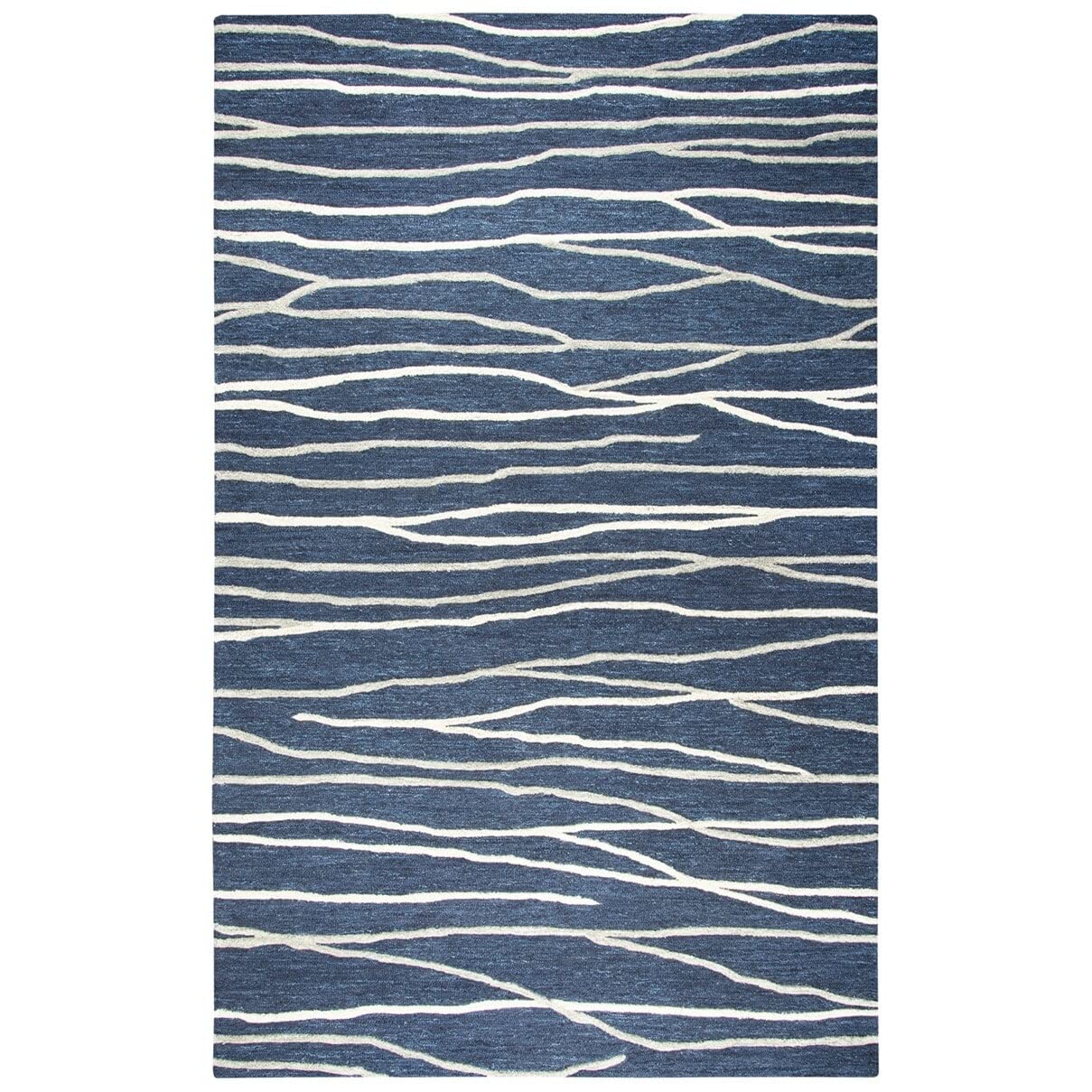 Rizzy Home Alora Decor Geneva 5' X 8' Lines Navy/Ivory Hand-Tufted Area Rug