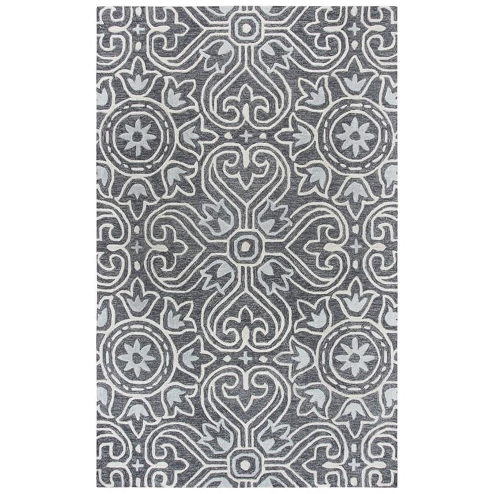 Rizzy Home Alora Decor Lavine 5' X 8' Medallion Gray/Lt. Gray/Natural Hand-Tufted Area Rug