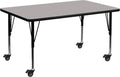 Mobile 24W x 48L Rectangular Grey HP Laminate Activity Table - Height Adjustable Short Legs