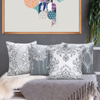 Coliuso Decorative Throw Pillow Covers 16X16 Set Of 4, Gray And White Modern Simple Square Pillow Case Cushion Cover For Sofa Co