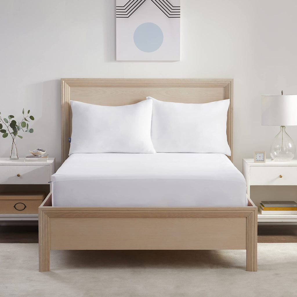 Serta Power Chill California King Size Waterproof Mattress Cover, Soft And Breathable Cooling Mattress Protector, 15' Elastic Deep Pocket For Secure Fit, White