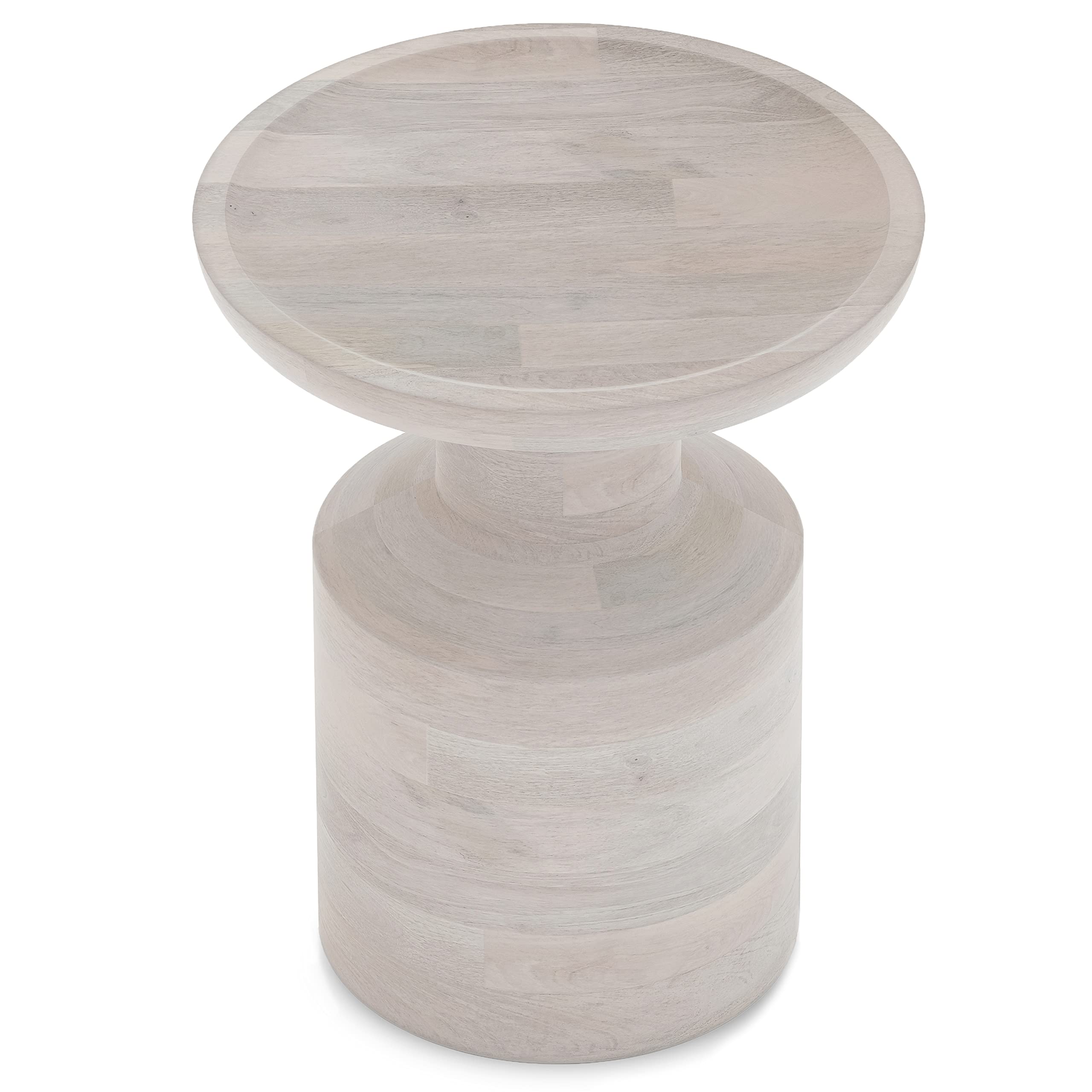 SIMPLIHOME Haynes 16-inch Wide Solid Mango End Table in White Wash, Handcrafted Boho-Style Accent Table for Living, Bedroom, or 