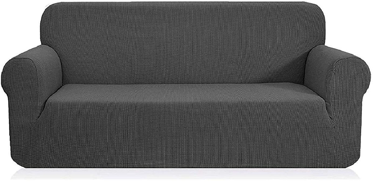 Fancy Linen Stella Stretch Fabric Sofa Slipcover Sofa Cover Solid New (Grey)