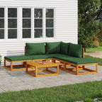 vidaXL 6-Piece Outdoor Patio Furniture Set - Solid Acacia Wood Lounge Set with Sturdy Table, Comfortable Cushions, and Configurable Design - Ideal for Garden, Terrace, Balcony