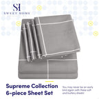 Full Size Bed Sheets - 6 Piece 1500 Supreme Collection Fine Brushed Microfiber Deep Pocket Full Sheet Set Bedding - 2 Extra Pillow Cases, Great Value, Full, Window Pane Gray