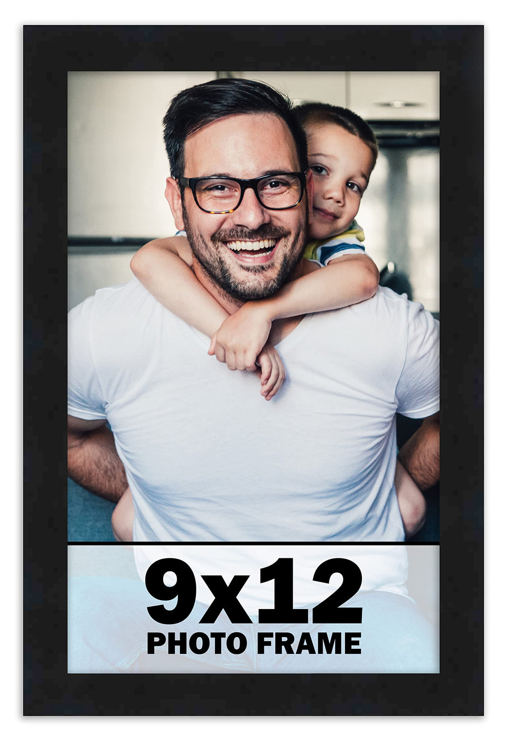 9x12 Frame Black Picture Frame - Complete Modern Photo Frame Includes UV Acrylic Shatter Guard Front, Acid Free Foam Backing Boa
