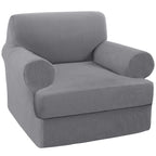 Turquoize T Cushion Chair Slipcover T Cushion Chair Covers For Living Room Stretch Sofa Couch Cover Soft Armchair Cover Washable Furniture Covers With Individual T Cushion Seat Covers (Chair, Dove)