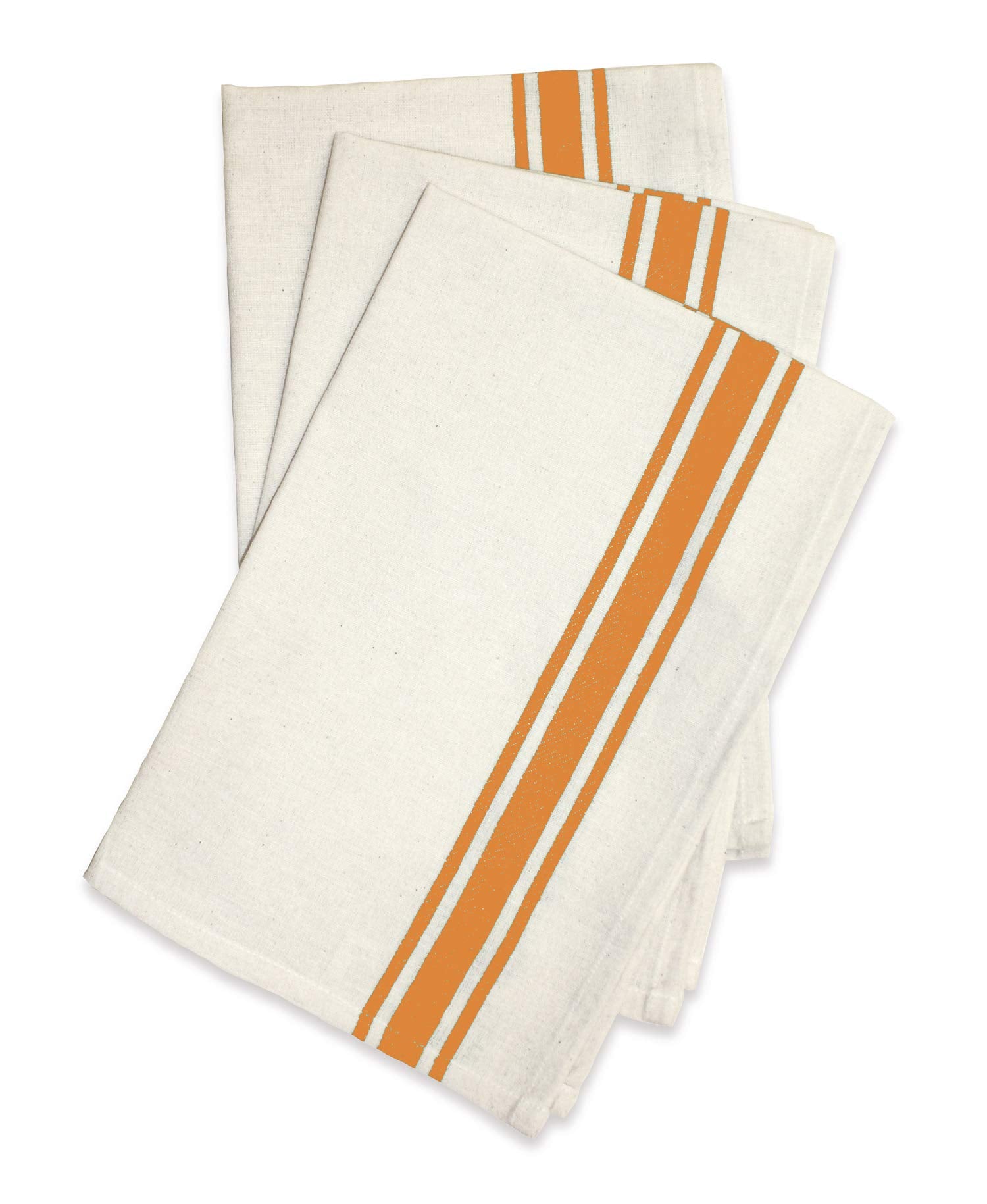 Aunt Marthas Stitch Em Up Vintage Box Stripe Towels, 18 by 28-Inch, Orange on Natural, 3-Pack