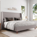 Jocisland King Size Bed Frame Upholstered Bed Platform Bed Frame with Wingback Headboard/No Box Spring Needed/Easy Assembly/Ligh