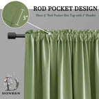 Donren 2 Panels Room Darkening Half Curtains For Small Windows - Cabinet Curtain Tiers For Kitchen With Rod Pocket (Sage Green,52 X 36 Inch Length)