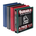 Samsill Durable 1.5 Inch Binder, Made In The Usa, D Ring Binder, Customizable Clear View Binder, Basis Assortment, 4 Pack, Each