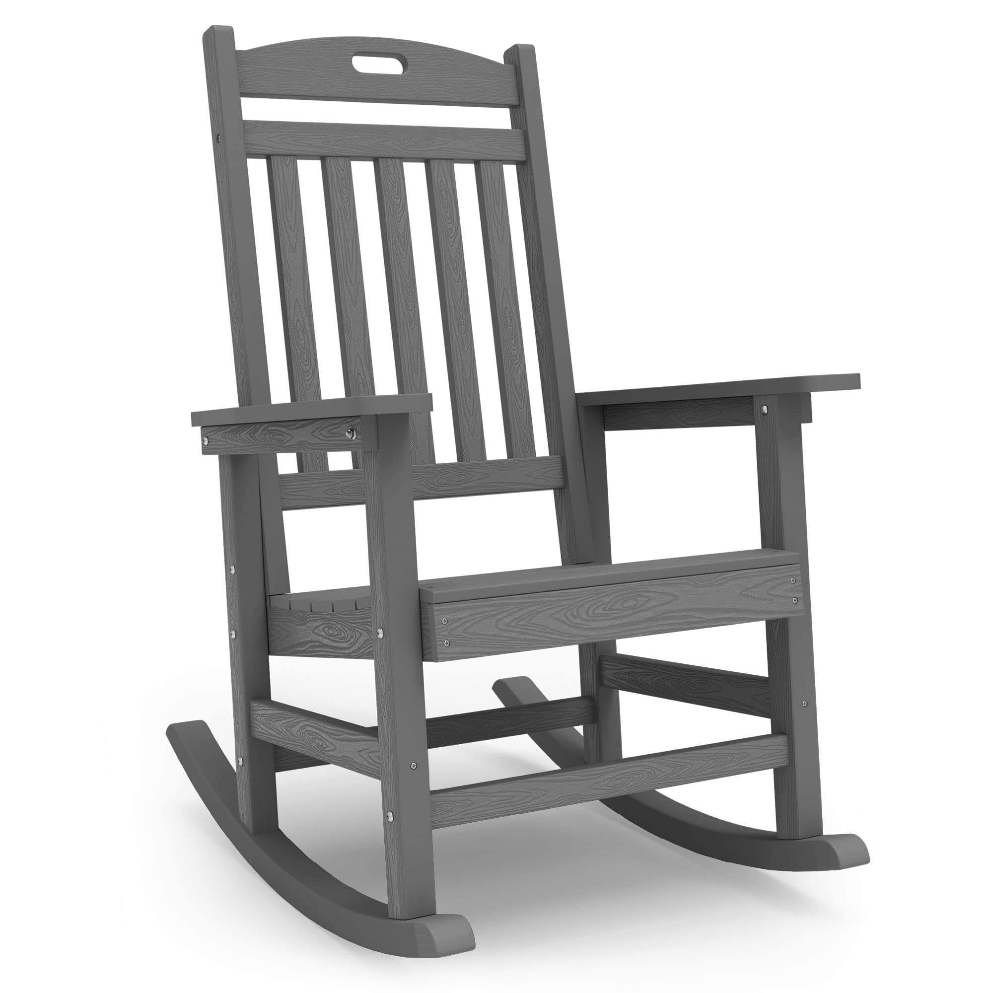 Yefu Outdoor Rocking Chair, Poly Lumber Patio Rocker Chair With High Back, Poly Rocking Chair Look Like Real Wood, Widely Used For Lawn, Porch, Backyard, Indoor And Garden,380Lb Heavy Duty(Aruba Blue)