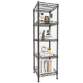 Giotorent 5 Tier Standing Shelving Metal Units, Adjustable Height Wire Shelf Display Rack For Laundry Bathroom Kitchen 11.8 W X 11.8 D X 50 H (5-Tier, Black)